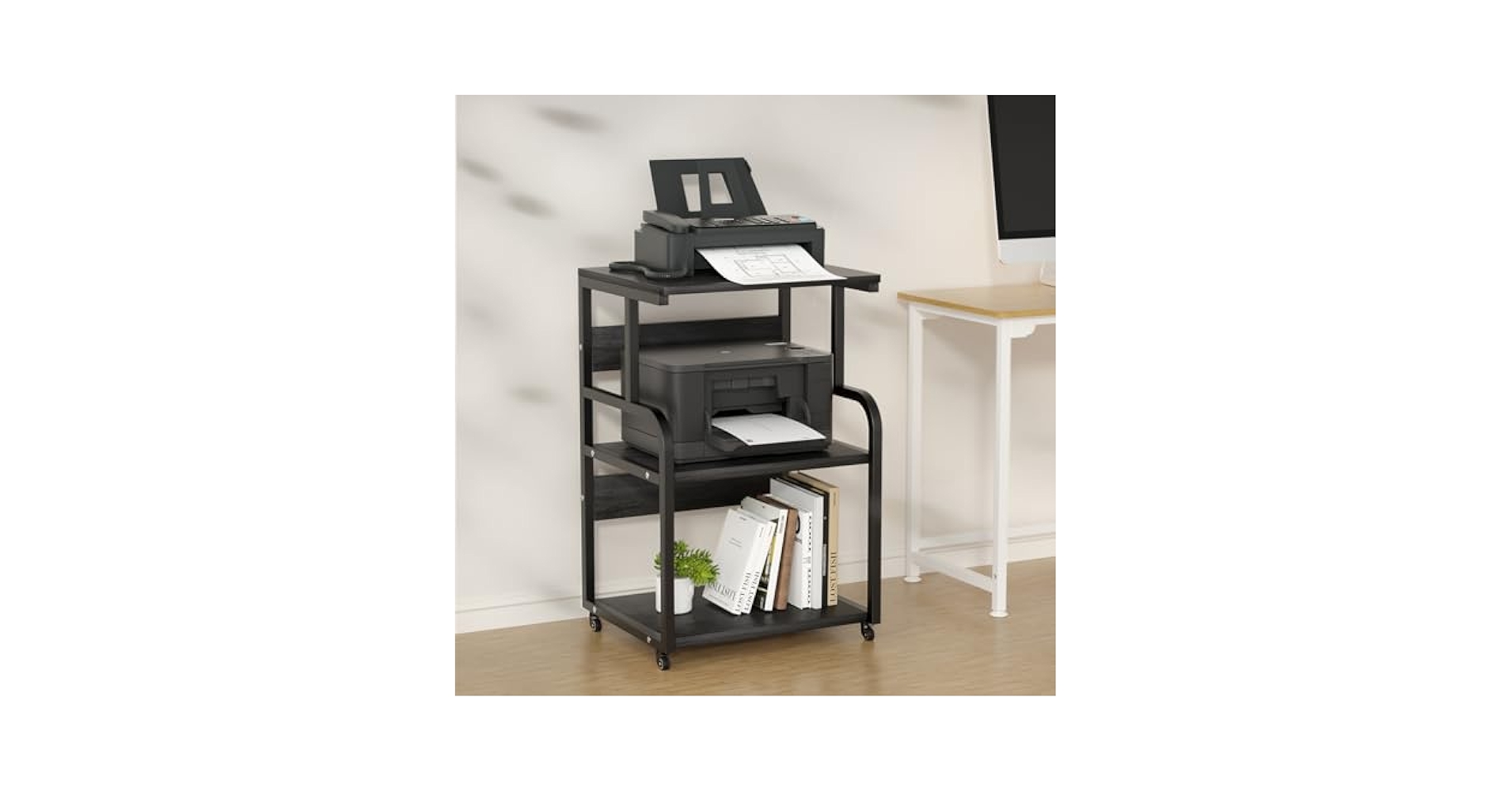 Amazon.com : URLINE Large Printer Stand with 3-Tier Wood